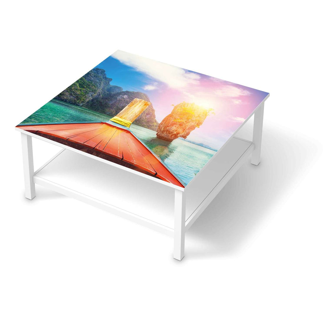 Klebefolie für Möbel Blue Water Lagoon - IKEA Hemnes Couchtisch 90x90 cm  - weiss