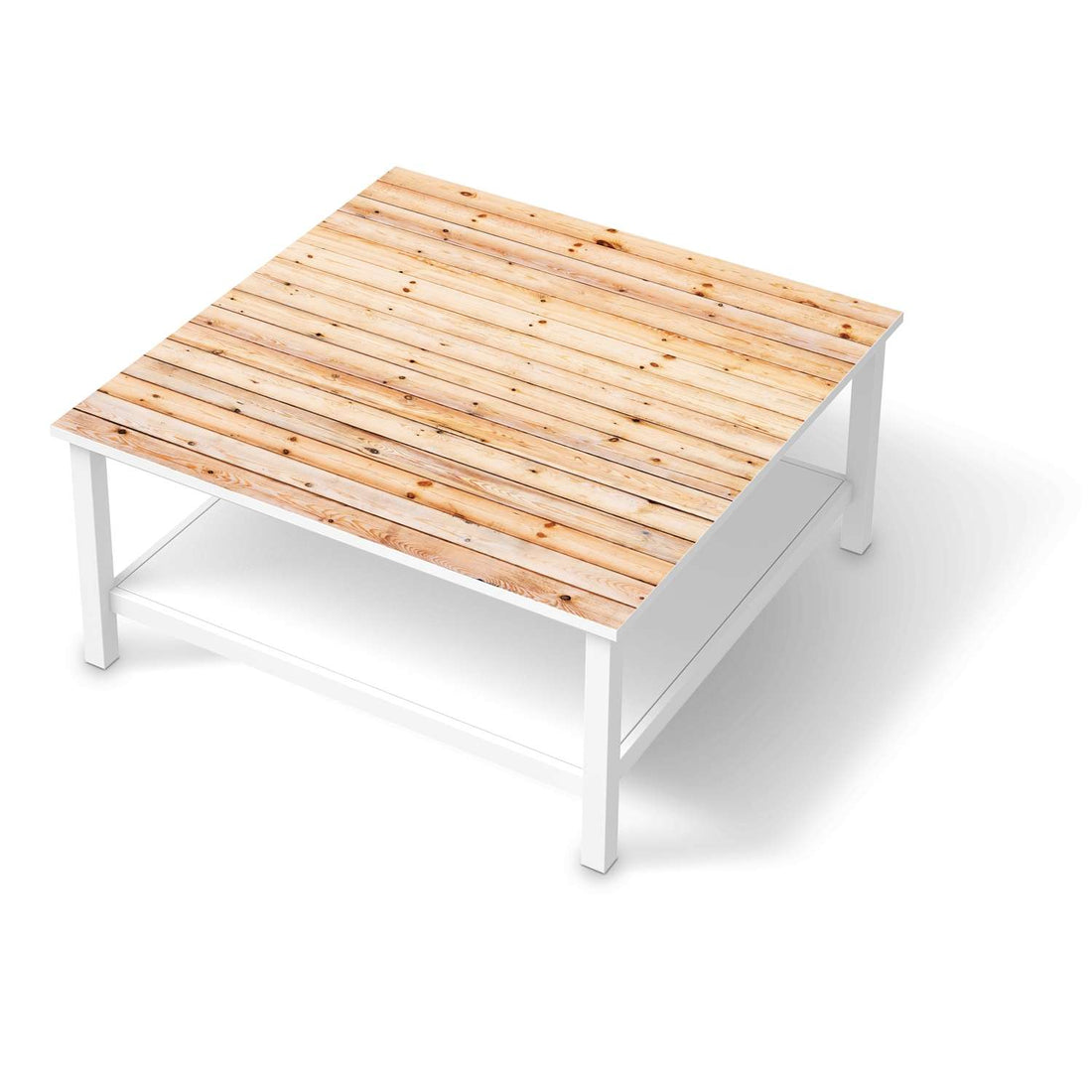 Klebefolie für Möbel Bright Planks - IKEA Hemnes Couchtisch 90x90 cm  - weiss