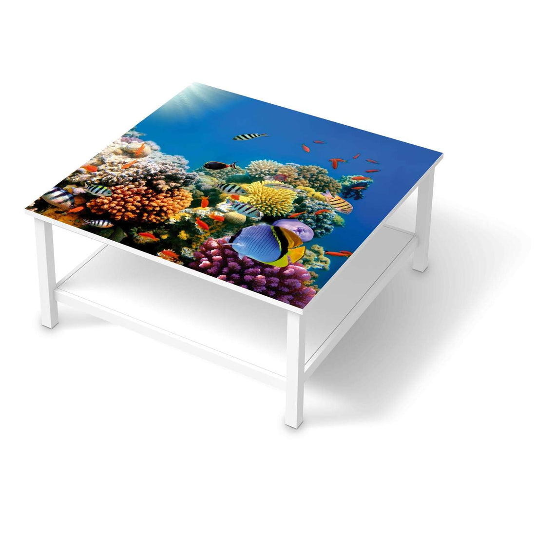 Klebefolie für Möbel Coral Reef - IKEA Hemnes Couchtisch 90x90 cm  - weiss