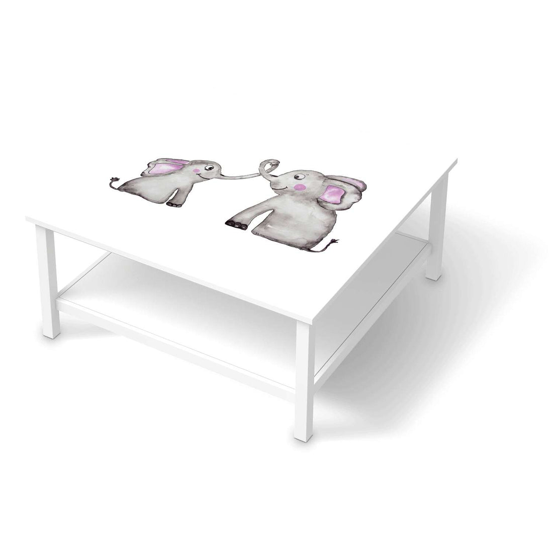 Klebefolie für Möbel Elefanten - IKEA Hemnes Couchtisch 90x90 cm  - weiss