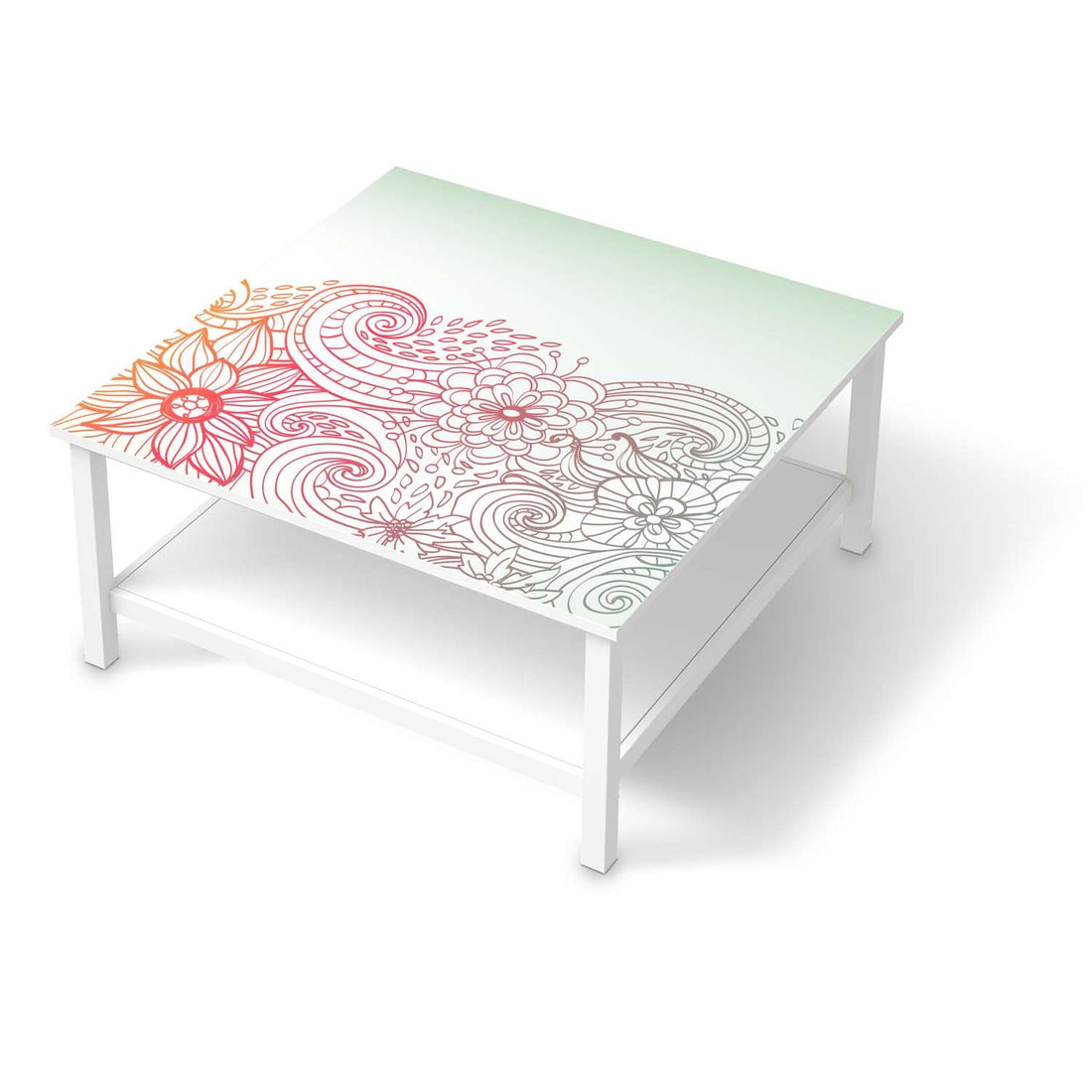 Klebefolie für Möbel Floral Doodle - IKEA Hemnes Couchtisch 90x90 cm  - weiss
