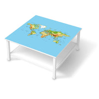 Klebefolie für Möbel Geografische Weltkarte - IKEA Hemnes Couchtisch 90x90 cm  - weiss