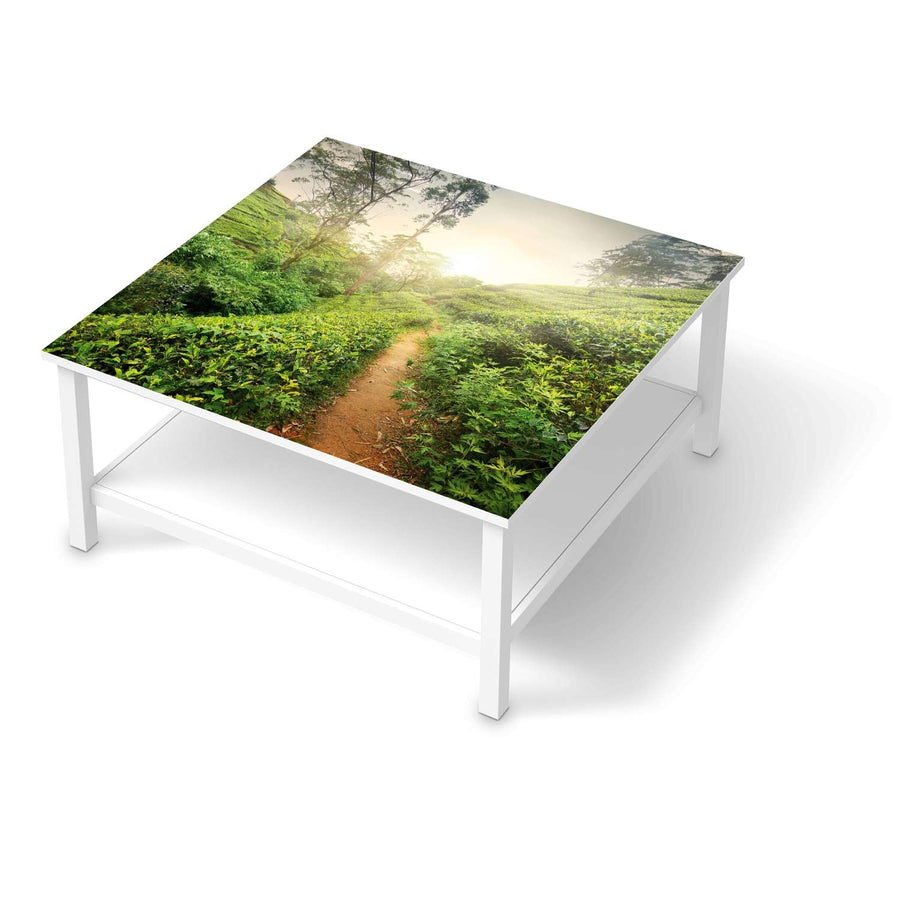 Klebefolie für Möbel Green Tea Fields - IKEA Hemnes Couchtisch 90x90 cm  - weiss