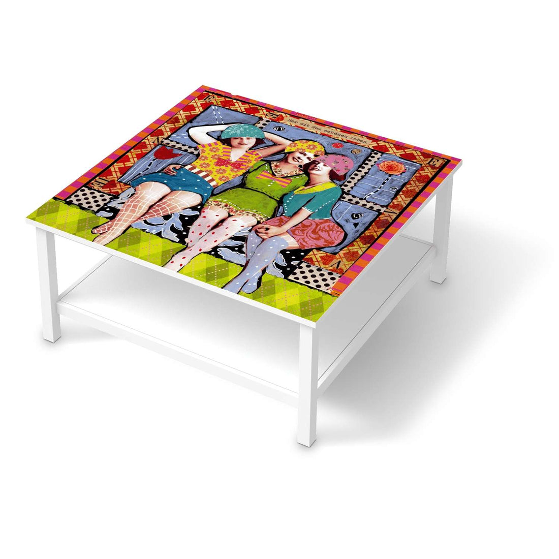 Klebefolie für Möbel Her mit dem schönen Leben - IKEA Hemnes Couchtisch 90x90 cm  - weiss