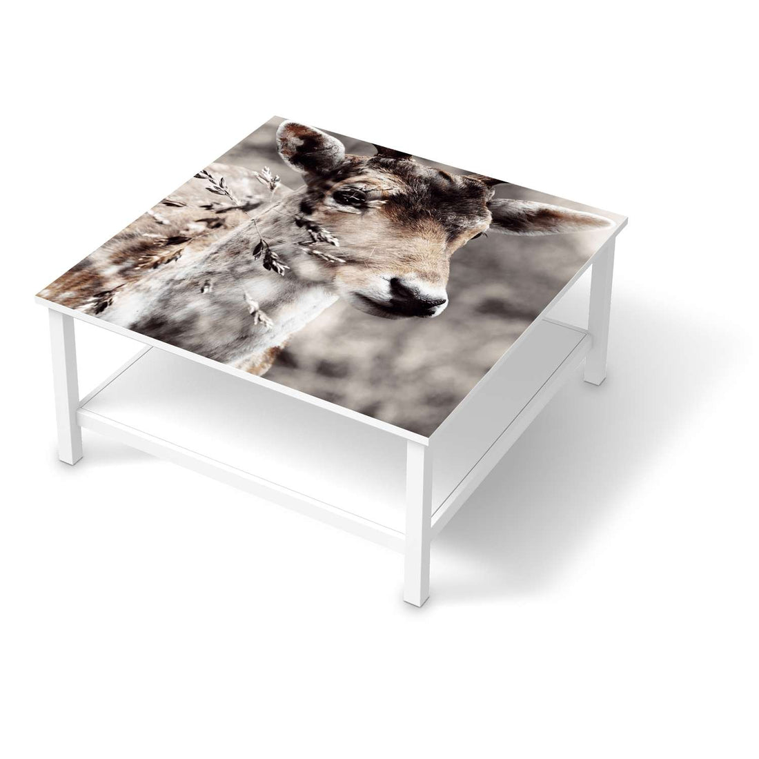 Klebefolie für Möbel Hirsch - IKEA Hemnes Couchtisch 90x90 cm  - weiss
