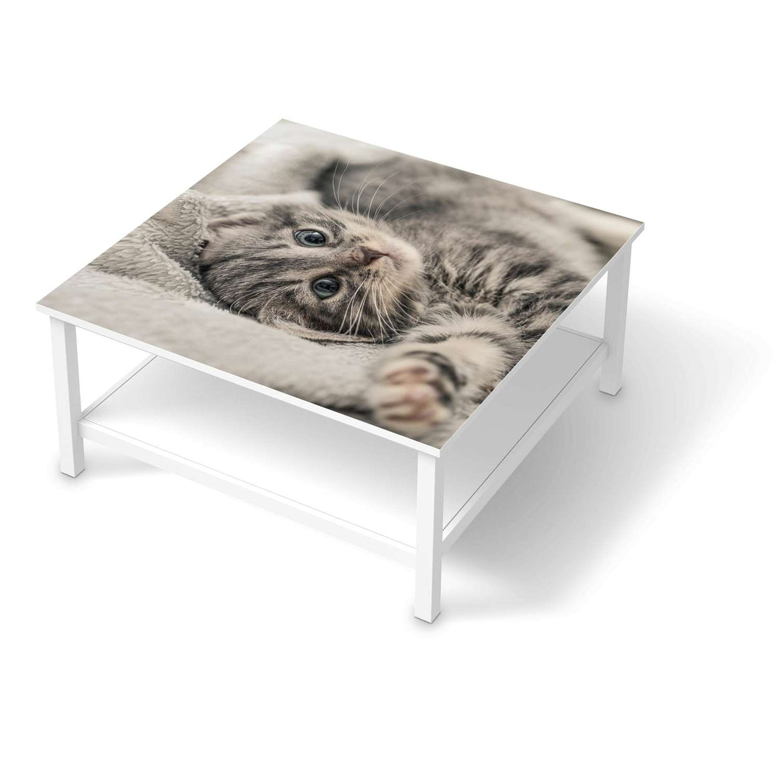Klebefolie für Möbel Kitty the Cat - IKEA Hemnes Couchtisch 90x90 cm  - weiss