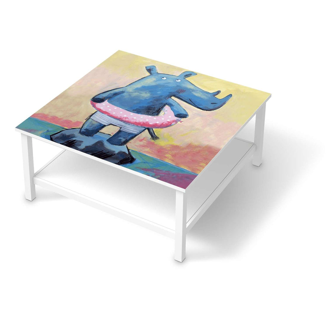Klebefolie für Möbel Nashorn - IKEA Hemnes Couchtisch 90x90 cm  - weiss