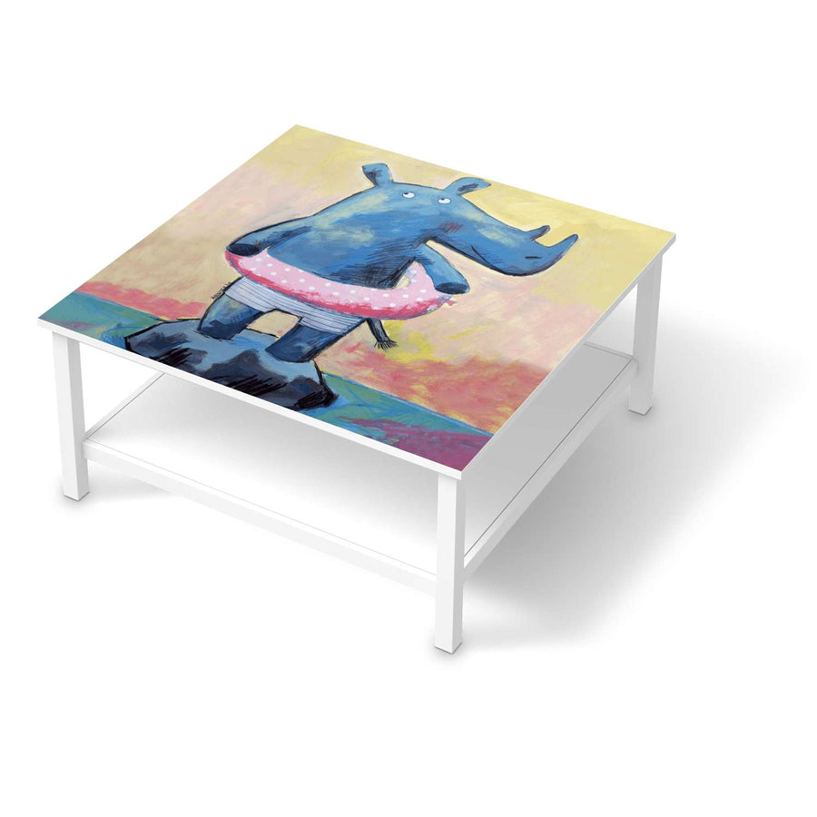 Klebefolie für Möbel Nashorn - IKEA Hemnes Couchtisch 90x90 cm  - weiss