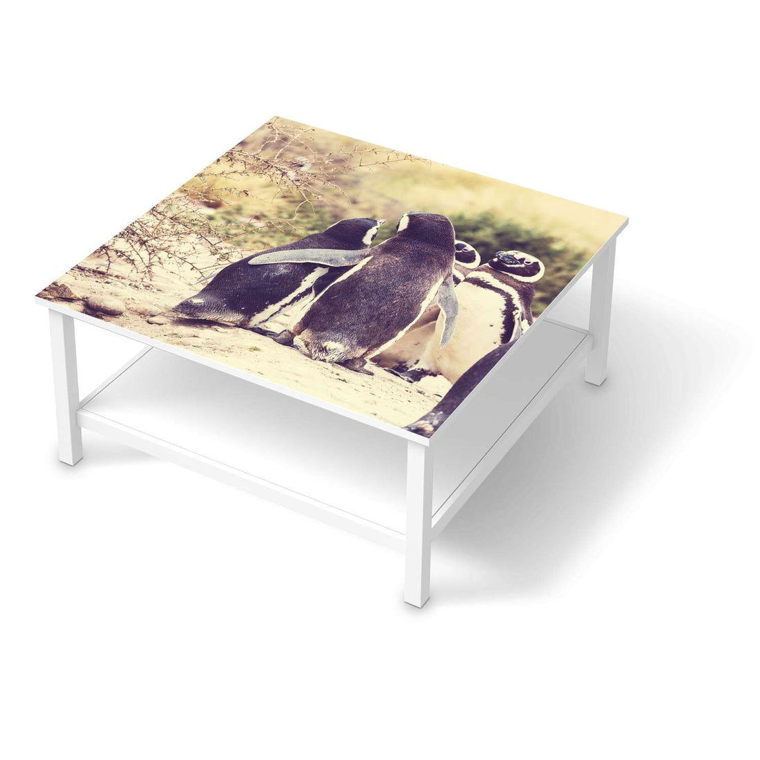 Klebefolie für Möbel Pingu Friendship - IKEA Hemnes Couchtisch 90x90 cm  - weiss