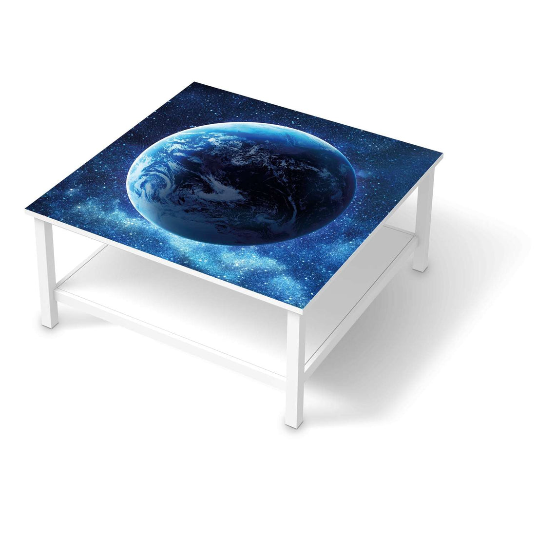 Klebefolie für Möbel Planet Blue - IKEA Hemnes Couchtisch 90x90 cm  - weiss