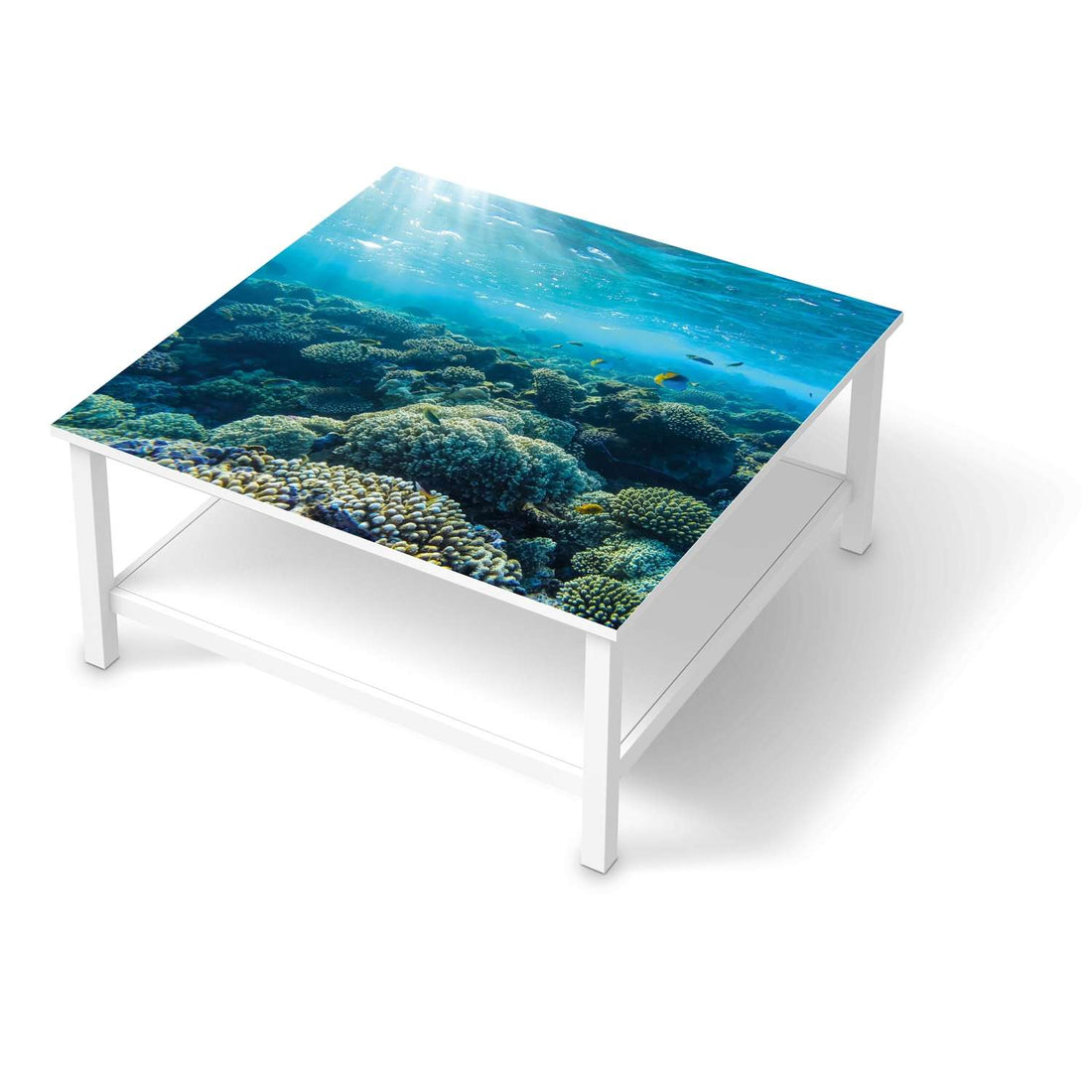 Klebefolie für Möbel Underwater World - IKEA Hemnes Couchtisch 90x90 cm  - weiss