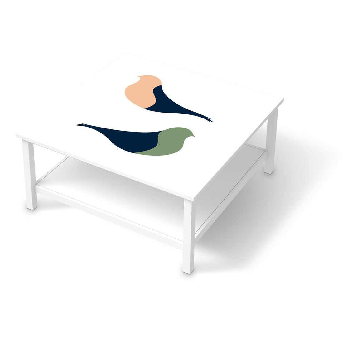 Klebefolie für Möbel Vintage Vögel - IKEA Hemnes Couchtisch 90x90 cm  - weiss