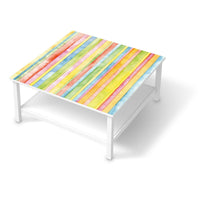 Klebefolie für Möbel Watercolor Stripes - IKEA Hemnes Couchtisch 90x90 cm  - weiss