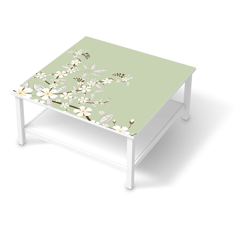Klebefolie für Möbel White Blossoms - IKEA Hemnes Couchtisch 90x90 cm  - weiss