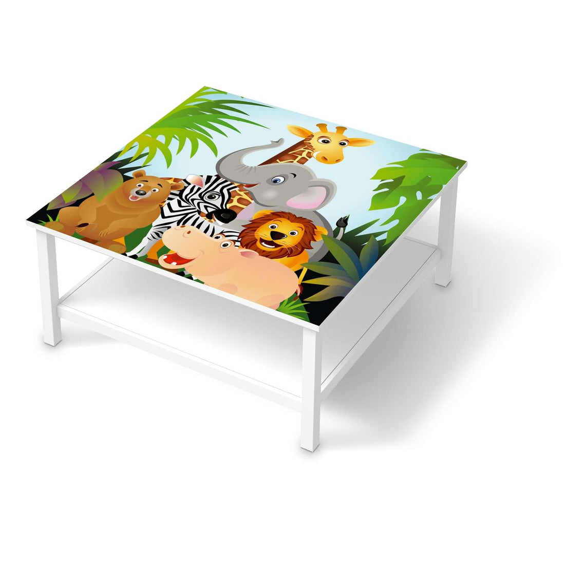 Klebefolie für Möbel Wild Animals - IKEA Hemnes Couchtisch 90x90 cm  - weiss