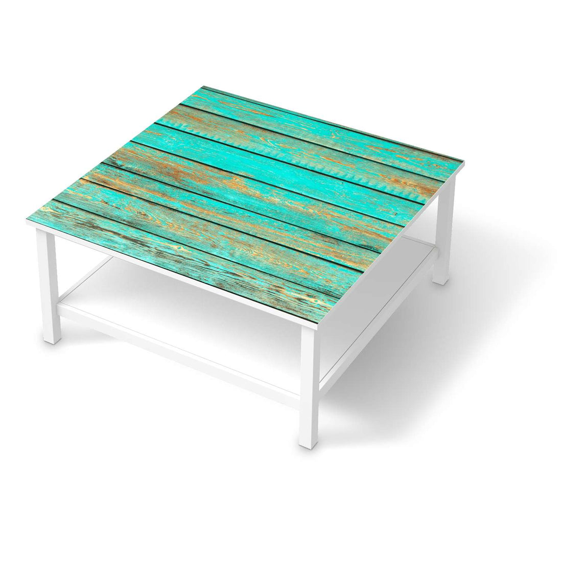 Klebefolie für Möbel Wooden Aqua - IKEA Hemnes Couchtisch 90x90 cm  - weiss