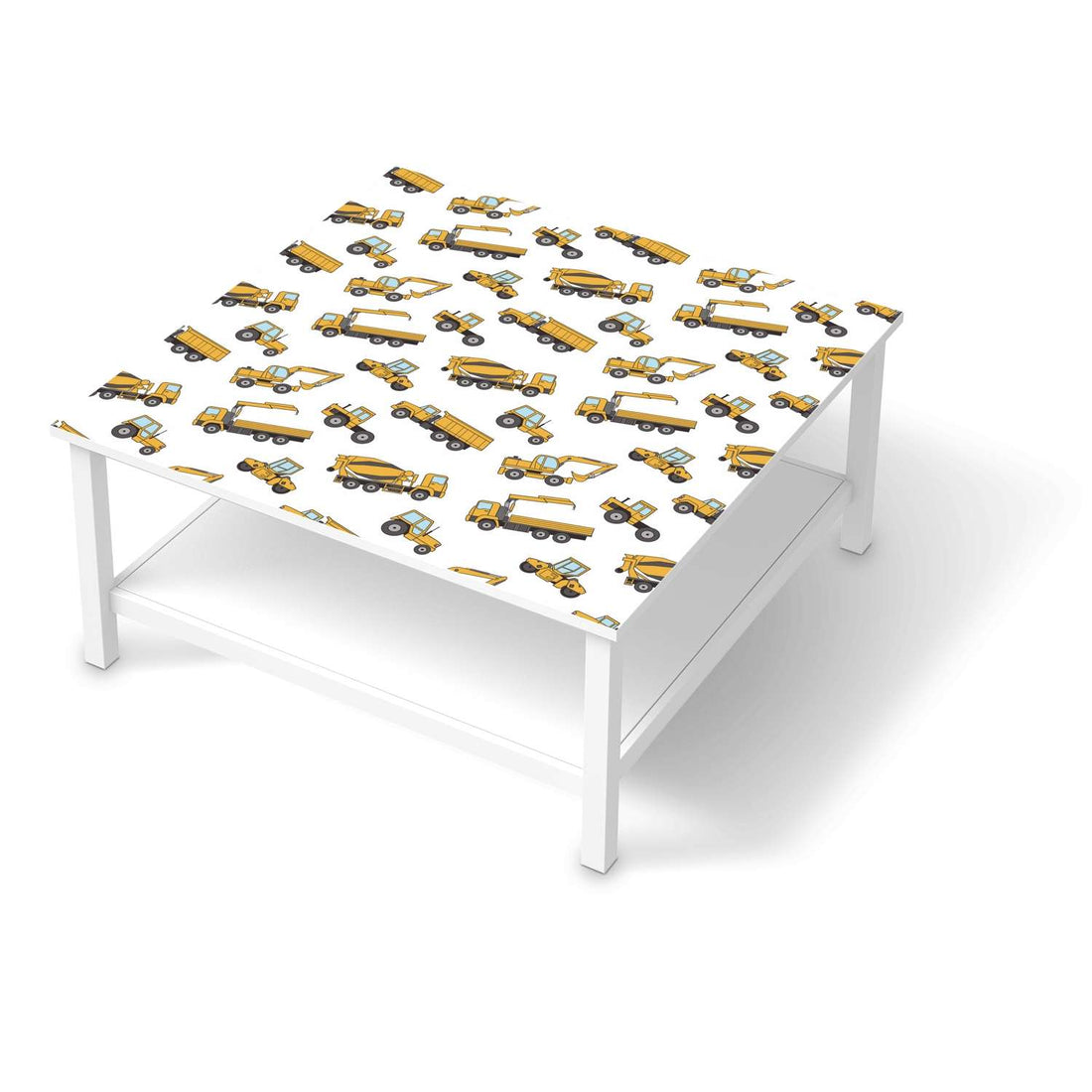 Klebefolie für Möbel Working Cars - IKEA Hemnes Couchtisch 90x90 cm  - weiss