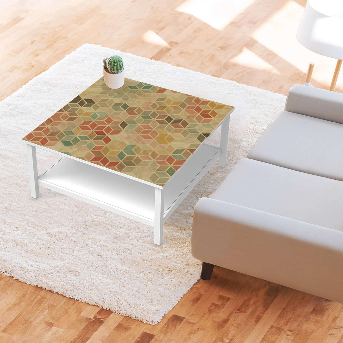 Klebefolie für Möbel 3D Retro - IKEA Hemnes Couchtisch 90x90 cm - Wohnzimmer