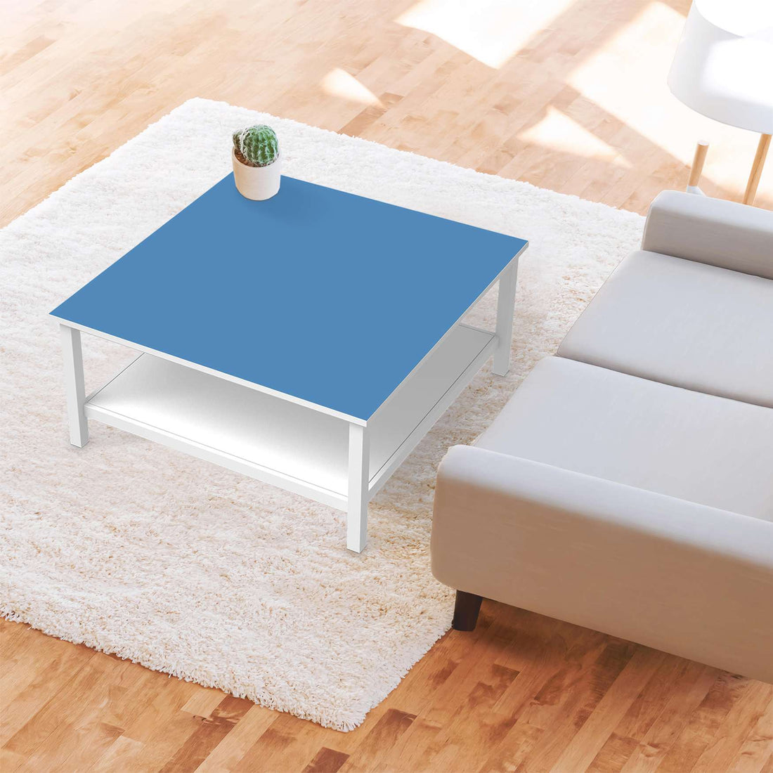 Klebefolie für Möbel Blau Light - IKEA Hemnes Couchtisch 90x90 cm - Wohnzimmer