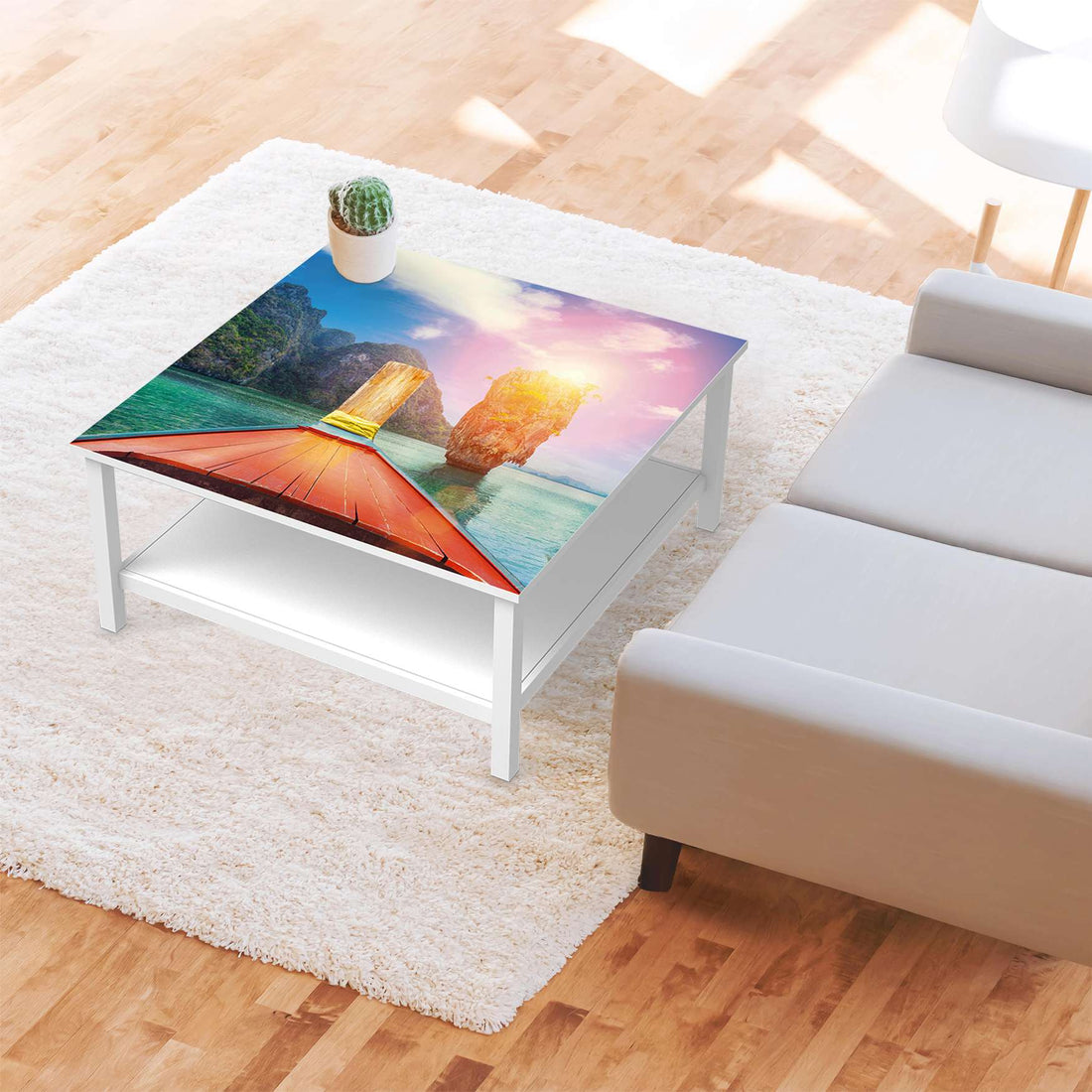 Klebefolie für Möbel Blue Water Lagoon - IKEA Hemnes Couchtisch 90x90 cm - Wohnzimmer