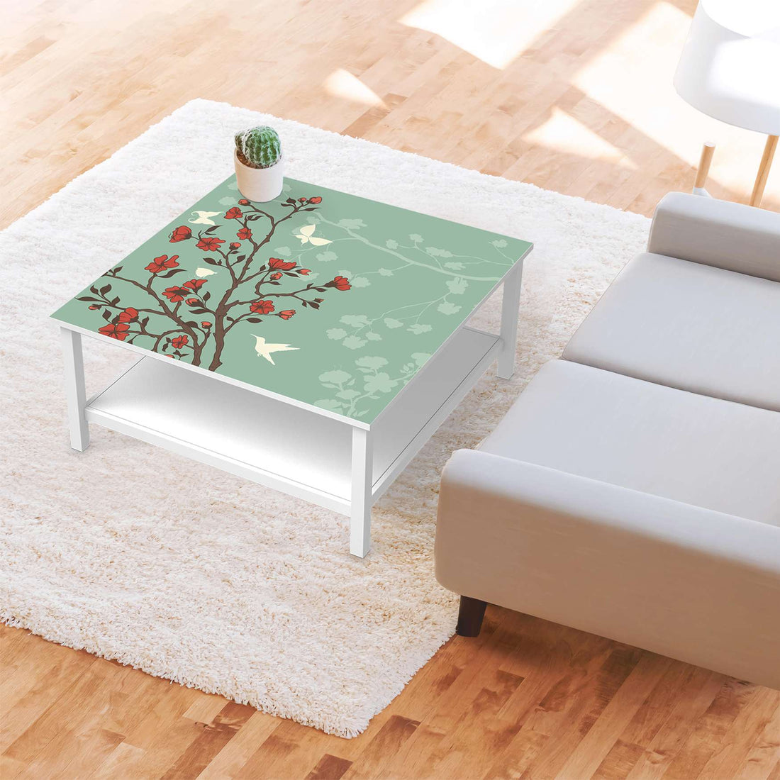 Klebefolie für Möbel Blütenzauber - IKEA Hemnes Couchtisch 90x90 cm - Wohnzimmer