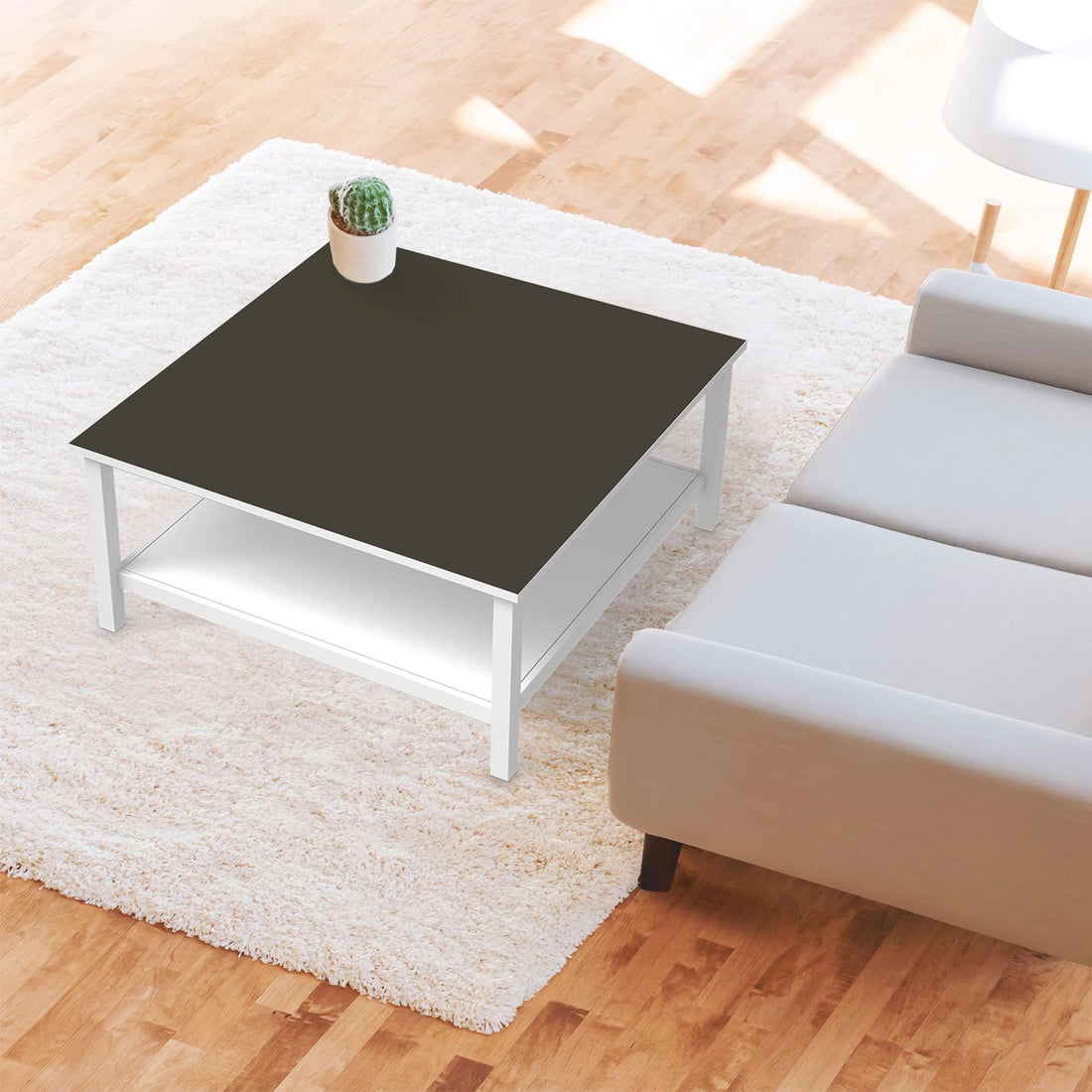 Klebefolie für Möbel Braungrau Dark - IKEA Hemnes Couchtisch 90x90 cm - Wohnzimmer