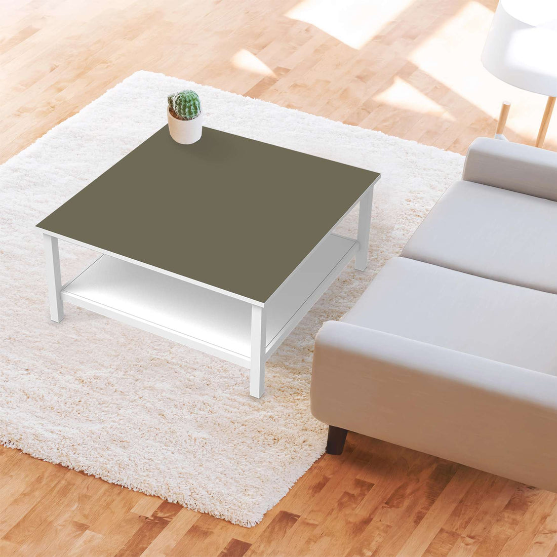 Klebefolie für Möbel Braungrau Light - IKEA Hemnes Couchtisch 90x90 cm - Wohnzimmer