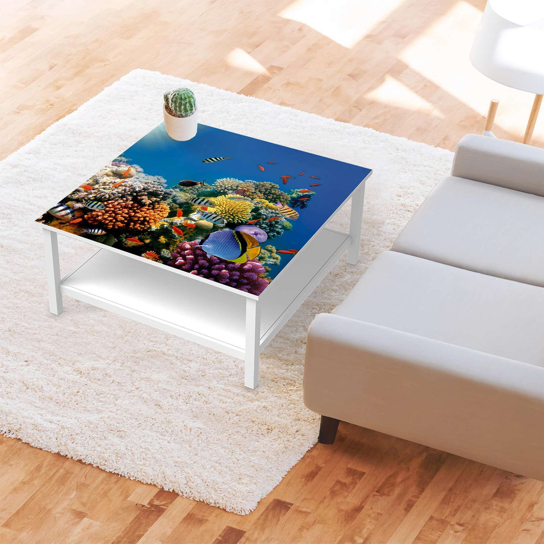 Klebefolie für Möbel Coral Reef - IKEA Hemnes Couchtisch 90x90 cm - Wohnzimmer