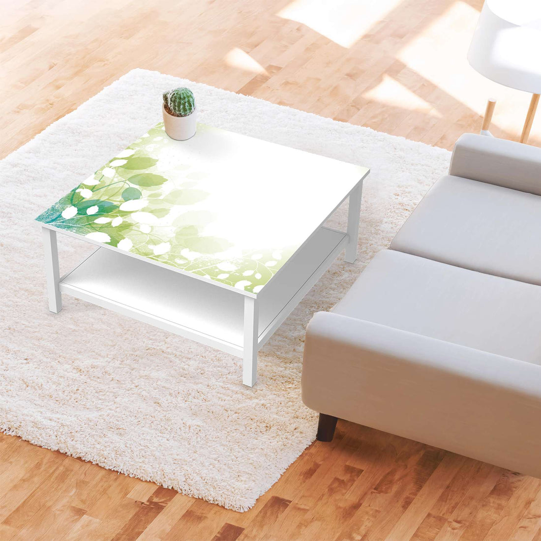 Klebefolie für Möbel Flower Light - IKEA Hemnes Couchtisch 90x90 cm - Wohnzimmer