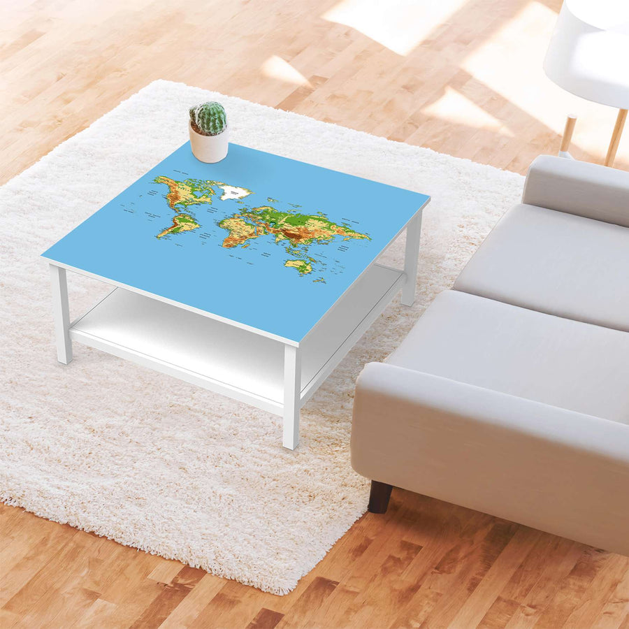 Klebefolie für Möbel Geografische Weltkarte - IKEA Hemnes Couchtisch 90x90 cm - Wohnzimmer
