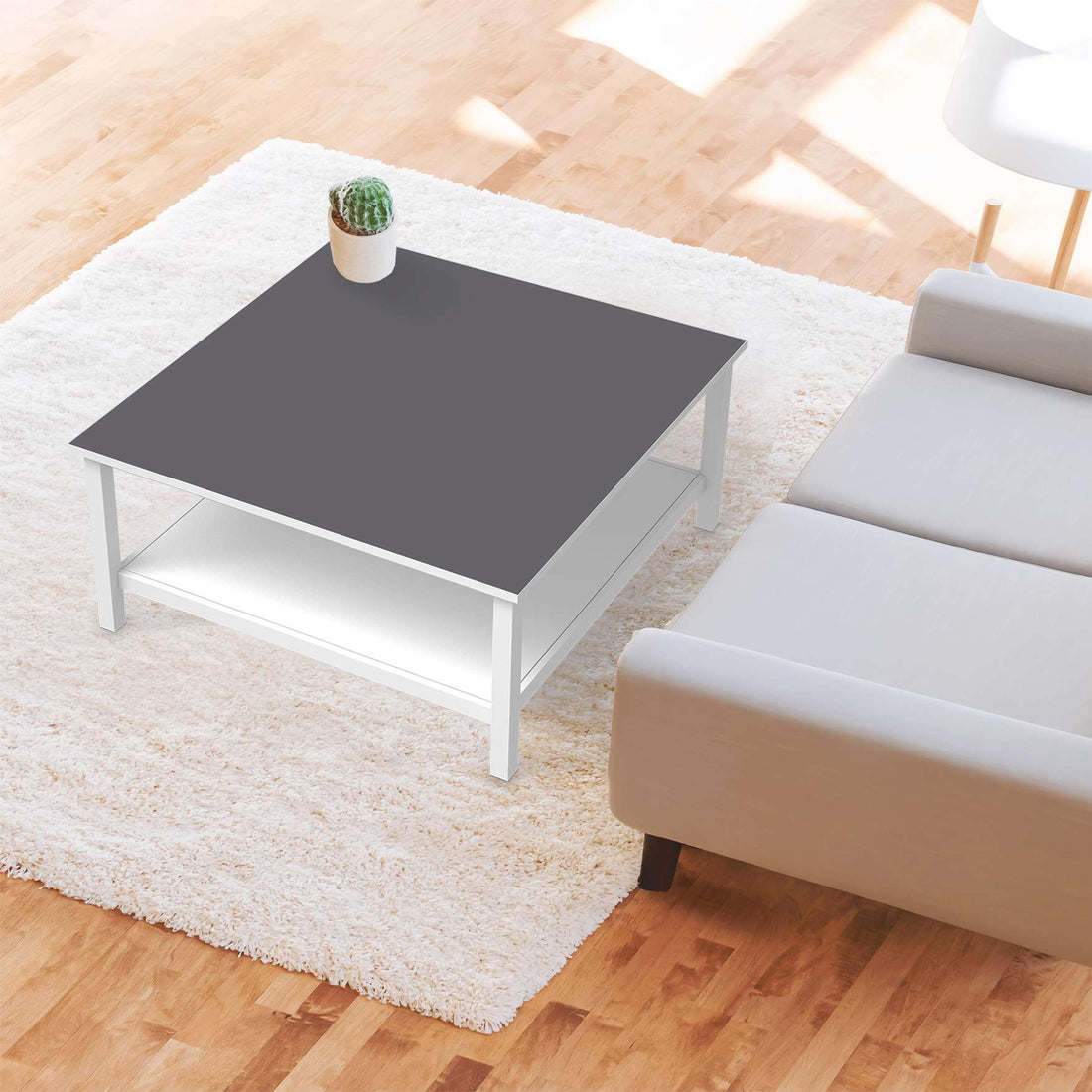 Klebefolie für Möbel Grau Light - IKEA Hemnes Couchtisch 90x90 cm - Wohnzimmer