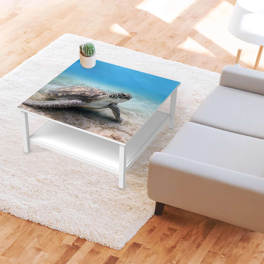 Klebefolie für Möbel Green Sea Turtle - IKEA Hemnes Couchtisch 90x90 cm - Wohnzimmer