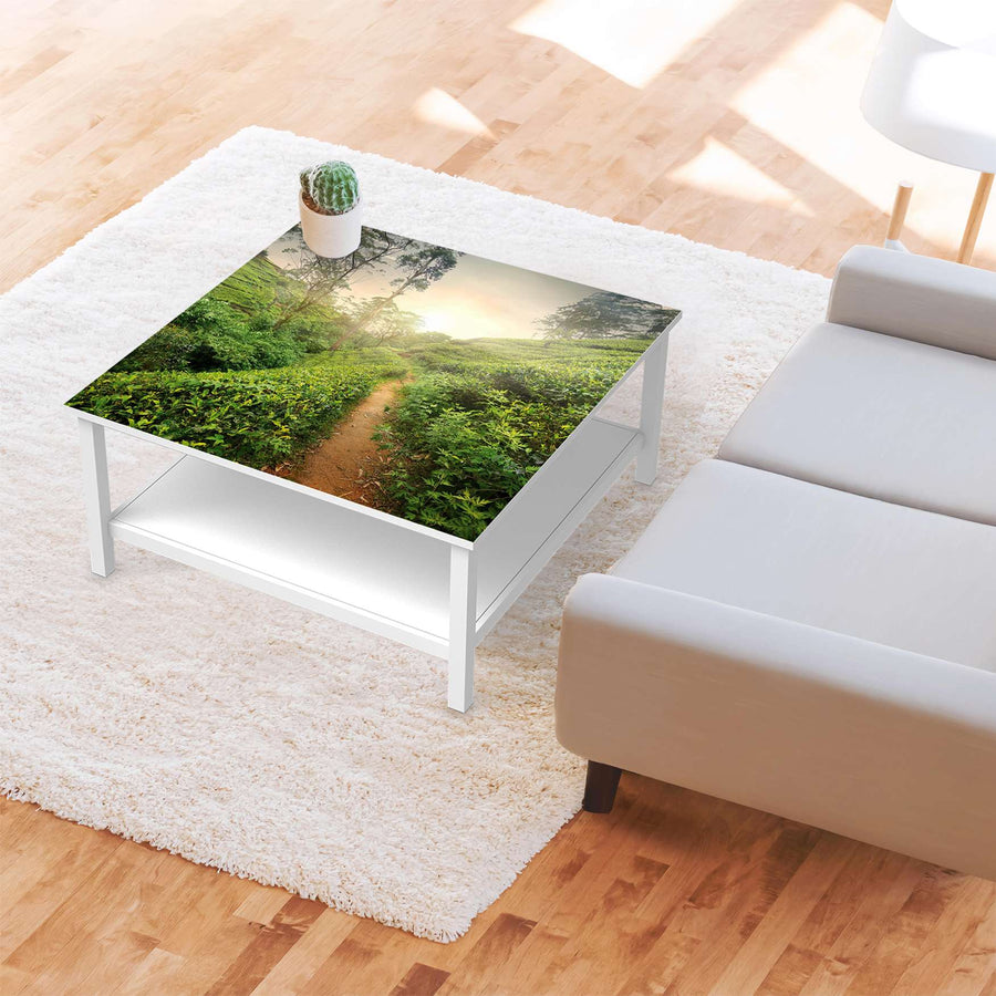 Klebefolie für Möbel Green Tea Fields - IKEA Hemnes Couchtisch 90x90 cm - Wohnzimmer