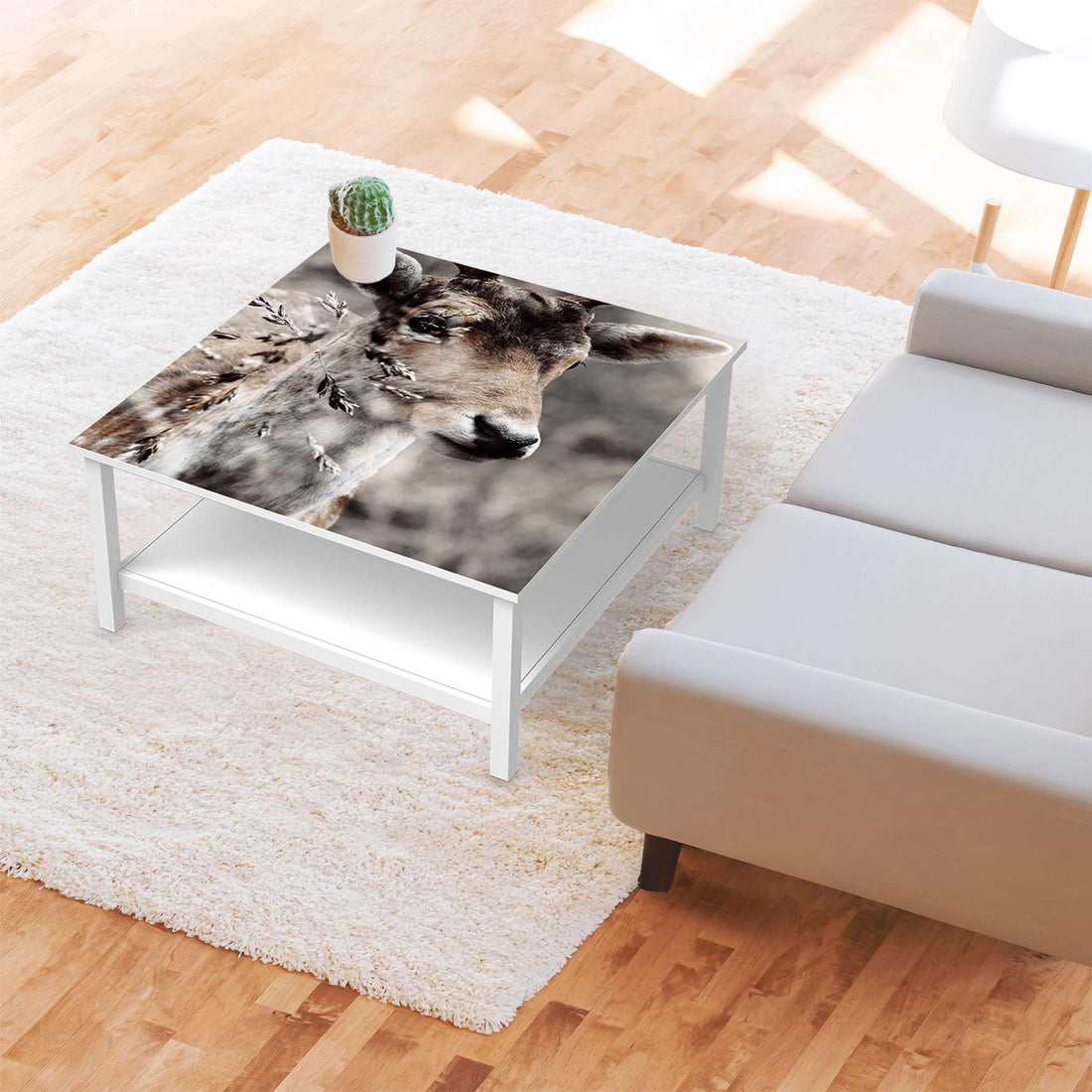 Klebefolie für Möbel Hirsch - IKEA Hemnes Couchtisch 90x90 cm - Wohnzimmer