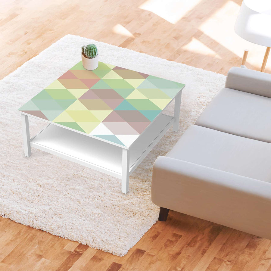 Klebefolie für Möbel Melitta Pastell Geometrie - IKEA Hemnes Couchtisch 90x90 cm - Wohnzimmer