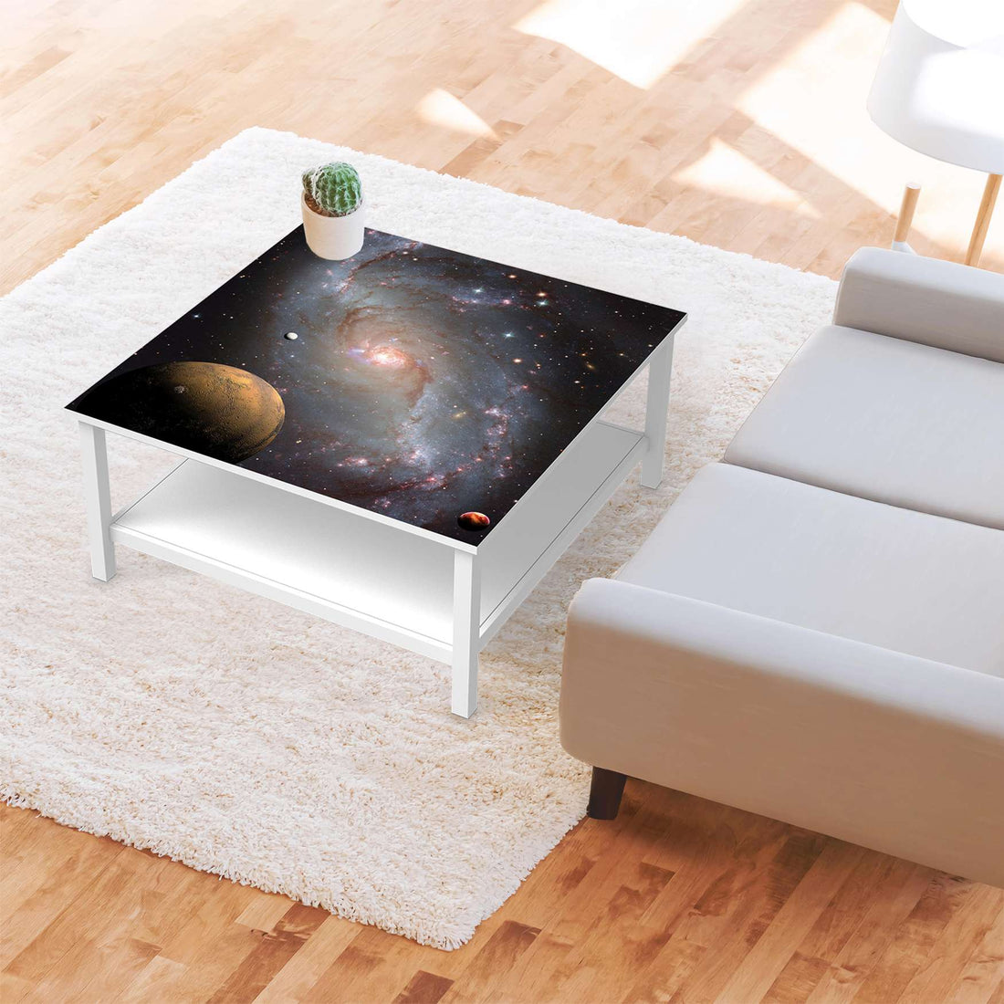 Klebefolie für Möbel Milky Way - IKEA Hemnes Couchtisch 90x90 cm - Wohnzimmer