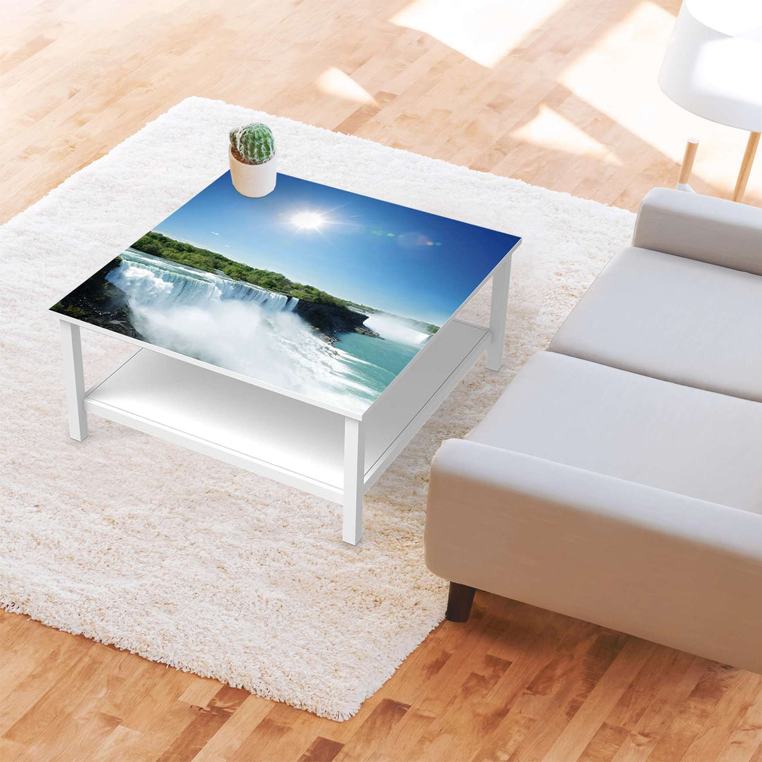Klebefolie für Möbel Niagara Falls - IKEA Hemnes Couchtisch 90x90 cm - Wohnzimmer