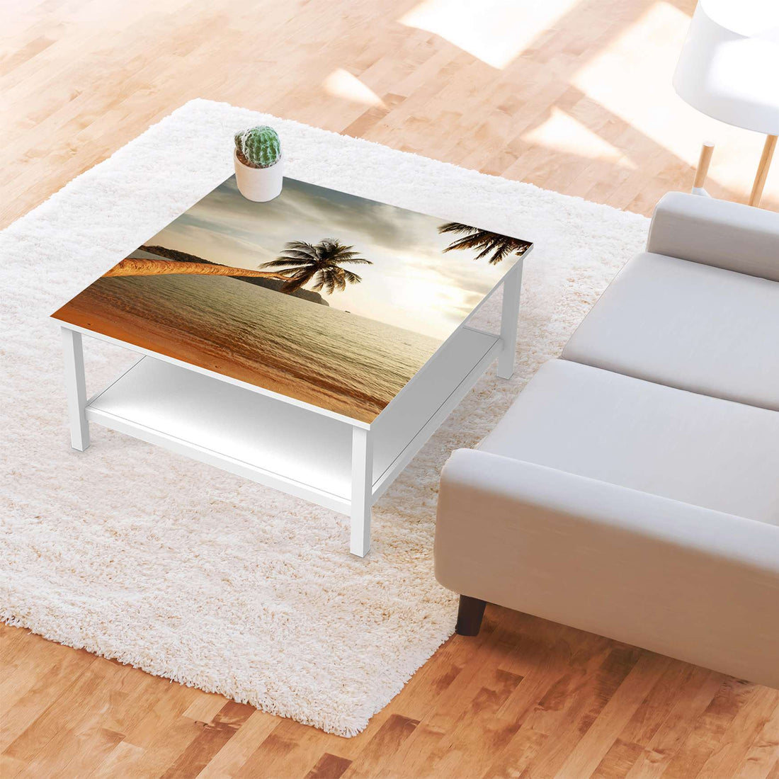 Klebefolie für Möbel Paradise - IKEA Hemnes Couchtisch 90x90 cm - Wohnzimmer