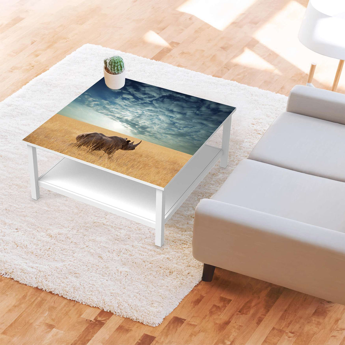 Klebefolie für Möbel Rhino - IKEA Hemnes Couchtisch 90x90 cm - Wohnzimmer