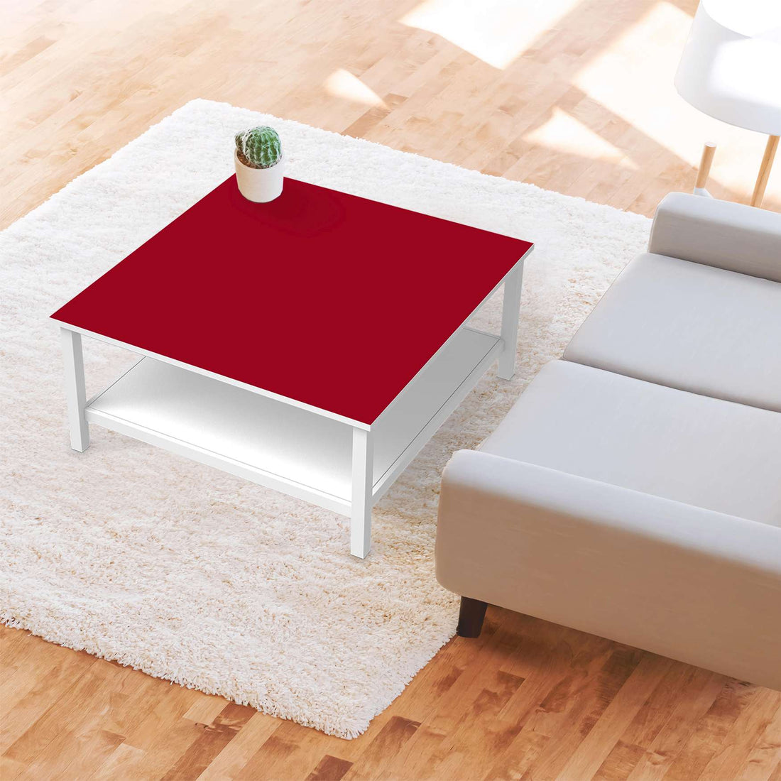 Klebefolie für Möbel Rot Dark - IKEA Hemnes Couchtisch 90x90 cm - Wohnzimmer
