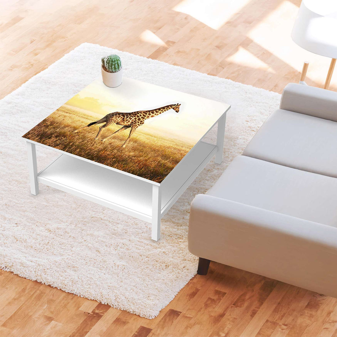 Klebefolie für Möbel Savanna Giraffe - IKEA Hemnes Couchtisch 90x90 cm - Wohnzimmer