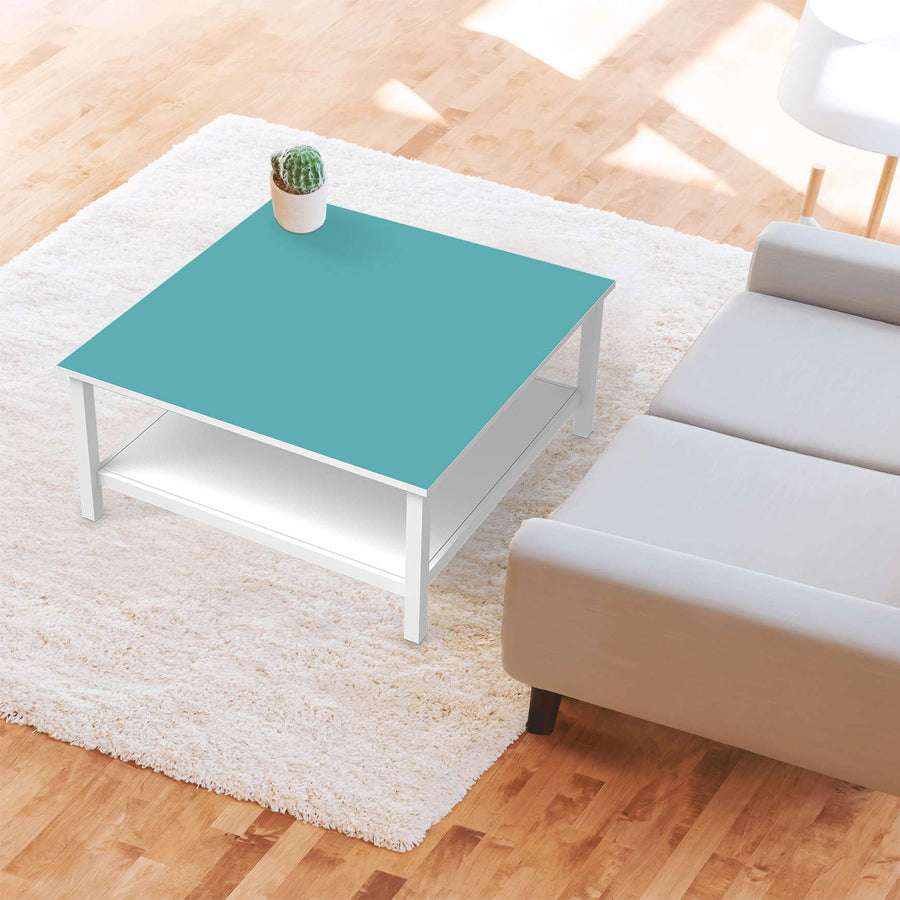 Klebefolie für Möbel Türkisgrün Light - IKEA Hemnes Couchtisch 90x90 cm - Wohnzimmer