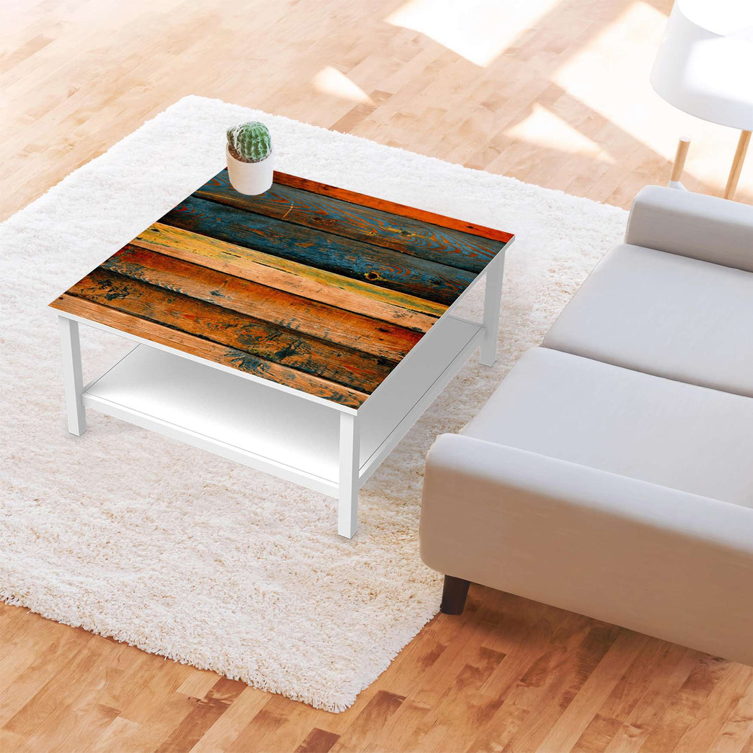 Klebefolie für Möbel Wooden - IKEA Hemnes Couchtisch 90x90 cm - Wohnzimmer