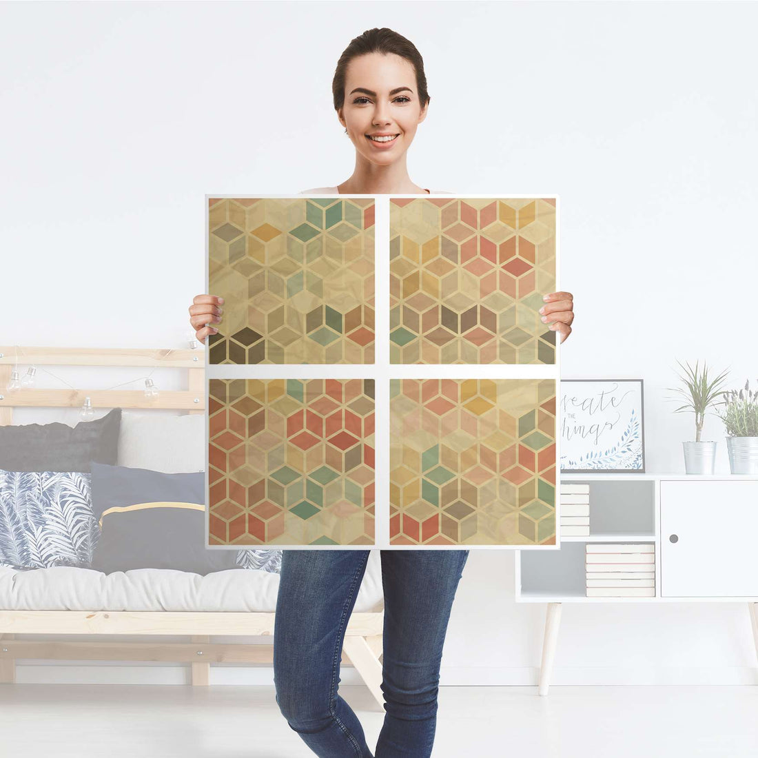 Klebefolie für Möbel 3D Retro - IKEA Kallax Regal 4 Türen - Folie