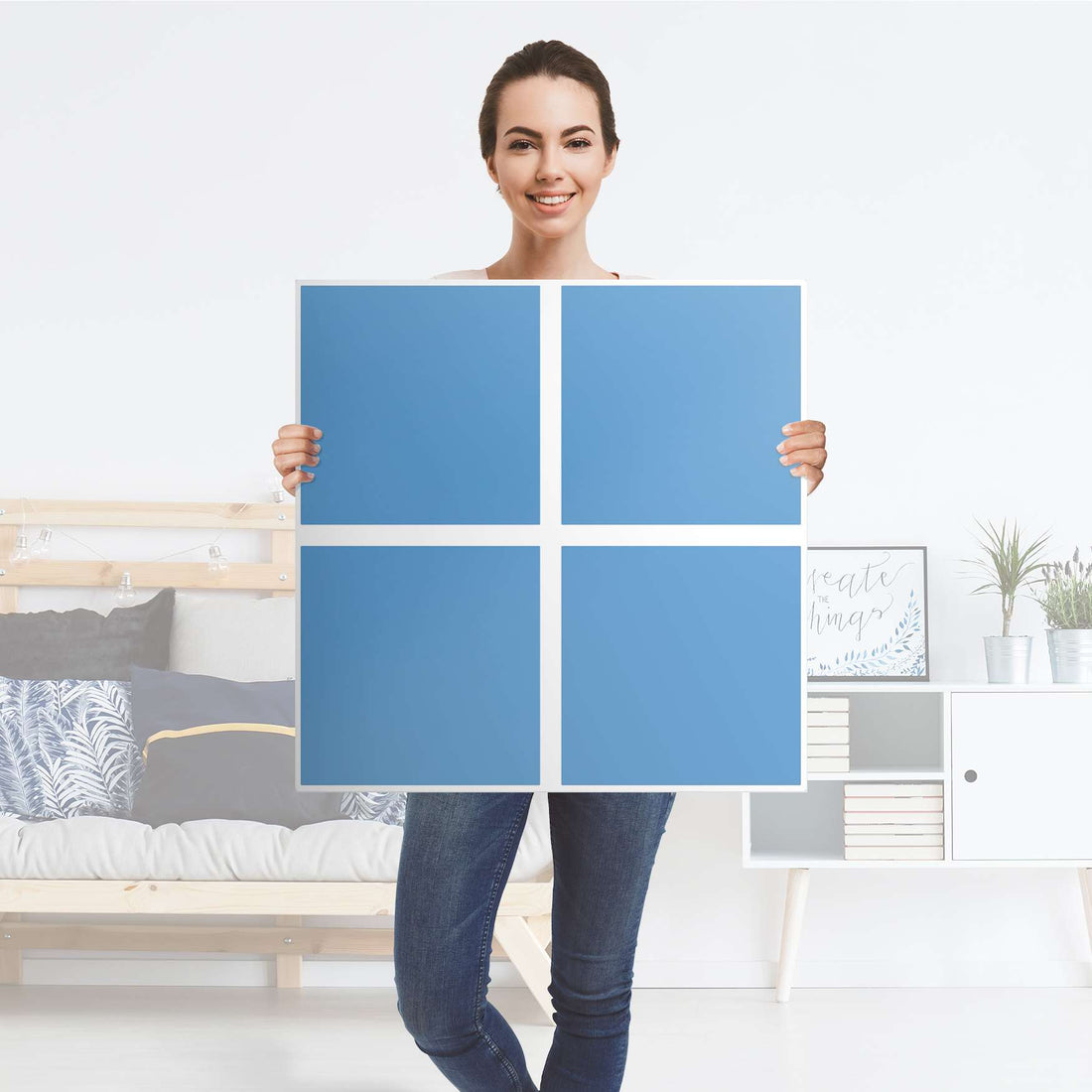 Klebefolie für Möbel Blau Light - IKEA Kallax Regal 4 Türen - Folie