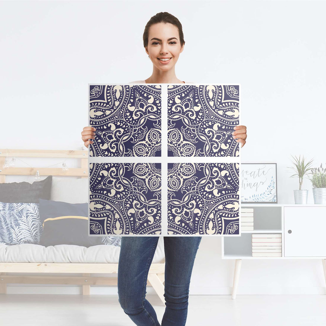 Klebefolie für Möbel Blue Mandala - IKEA Kallax Regal 4 Türen - Folie