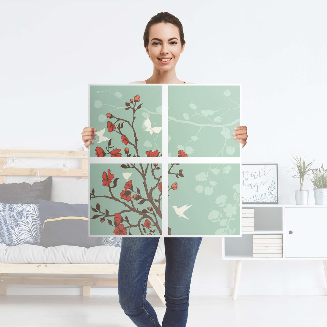 Klebefolie für Möbel Blütenzauber - IKEA Kallax Regal 4 Türen - Folie