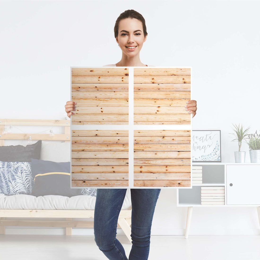 Klebefolie für Möbel Bright Planks - IKEA Kallax Regal 4 Türen - Folie