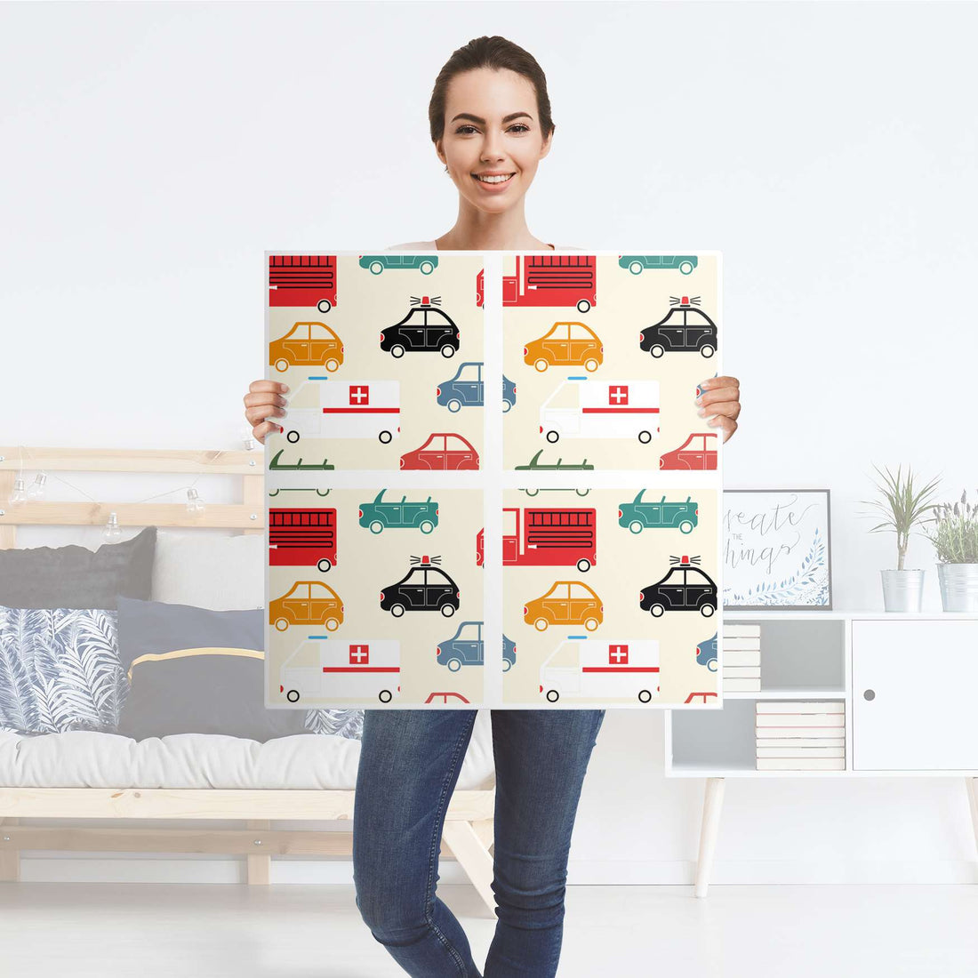 Klebefolie für Möbel Cars - IKEA Kallax Regal 4 Türen - Folie