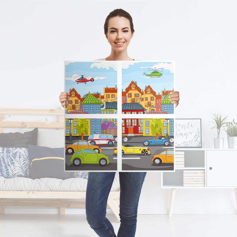 Klebefolie für Möbel City Life - IKEA Kallax Regal 4 Türen - Folie